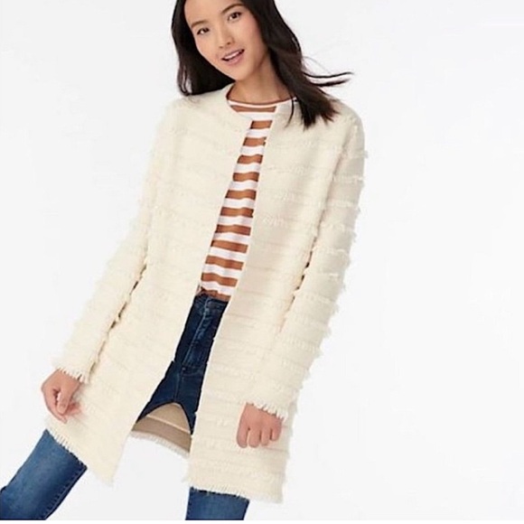 J. Crew Sweaters - J.Crew Juliette Collarless Fringe Sweater Blazer
